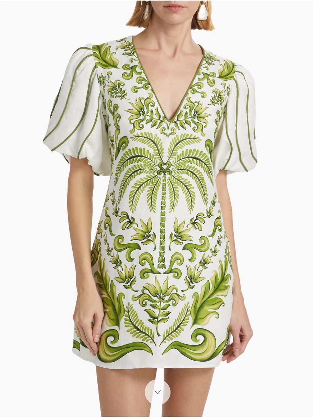 FARM Rio Milani Tropical Palm Tree Print Linen Mini Dress, NWT 🇧🇷